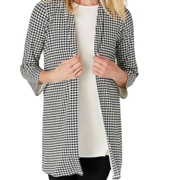 J. Jill Sweaters - J. Jill Houndstooth Small Black and Cream Open Front Cardigan